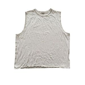 SKIMS Heathered Cream Beige Sleeveless Muscle Tank Size L Oversized Modal Cotton
